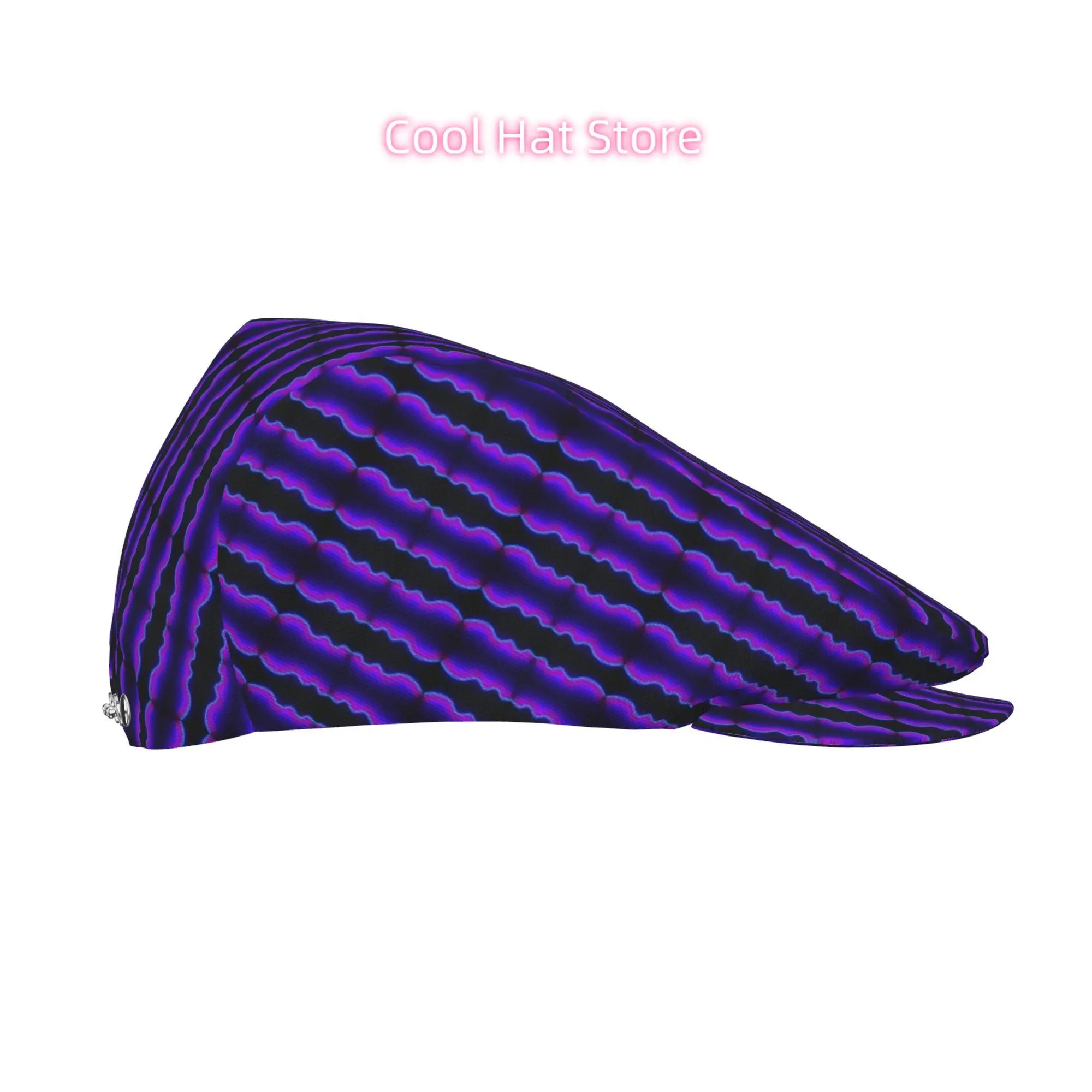 Neon Purple Wavy Stripes Men and Women Flat-top Cap, Adjustable Beret, Newsboy Cap, Ivy Caps Taxi Driver Caps Irish hat