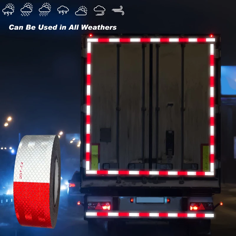 DOT-C2 Reflective Safety Tape Red/White Conspicuity Tape For Vehicles, Trailers, Boats, Signs