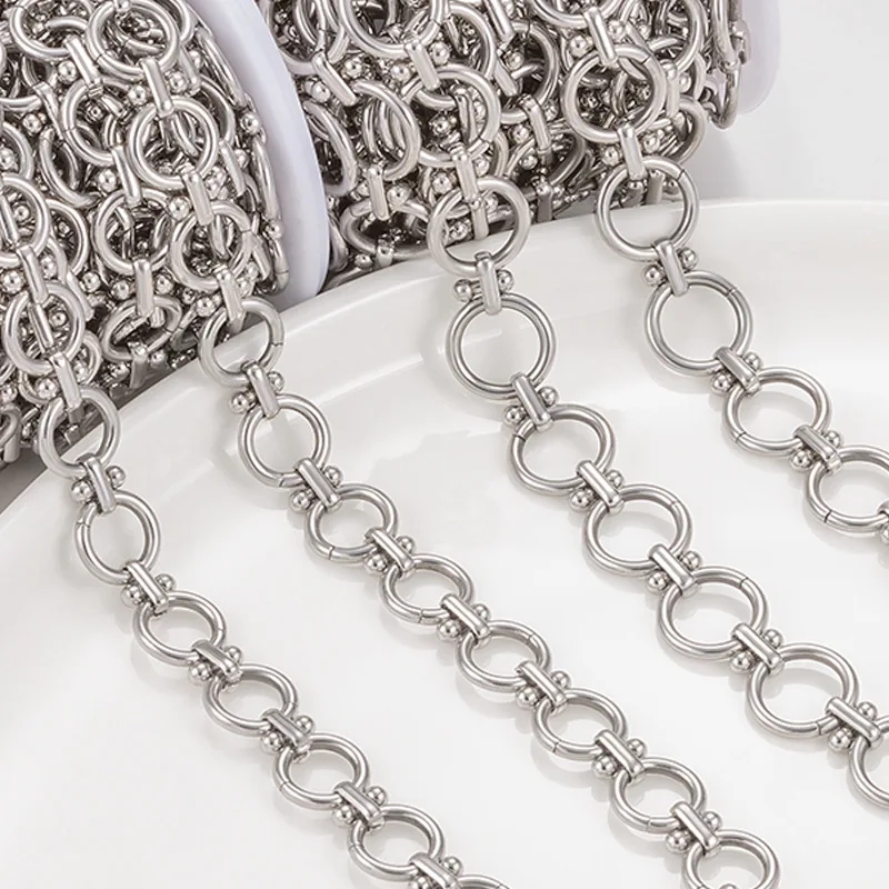 

1Meter Stainless Steel Circle Clamp Chain Jewelry Chain DIY Creation Necklace Bracelet No Fade Handmade Accessories for Handbags