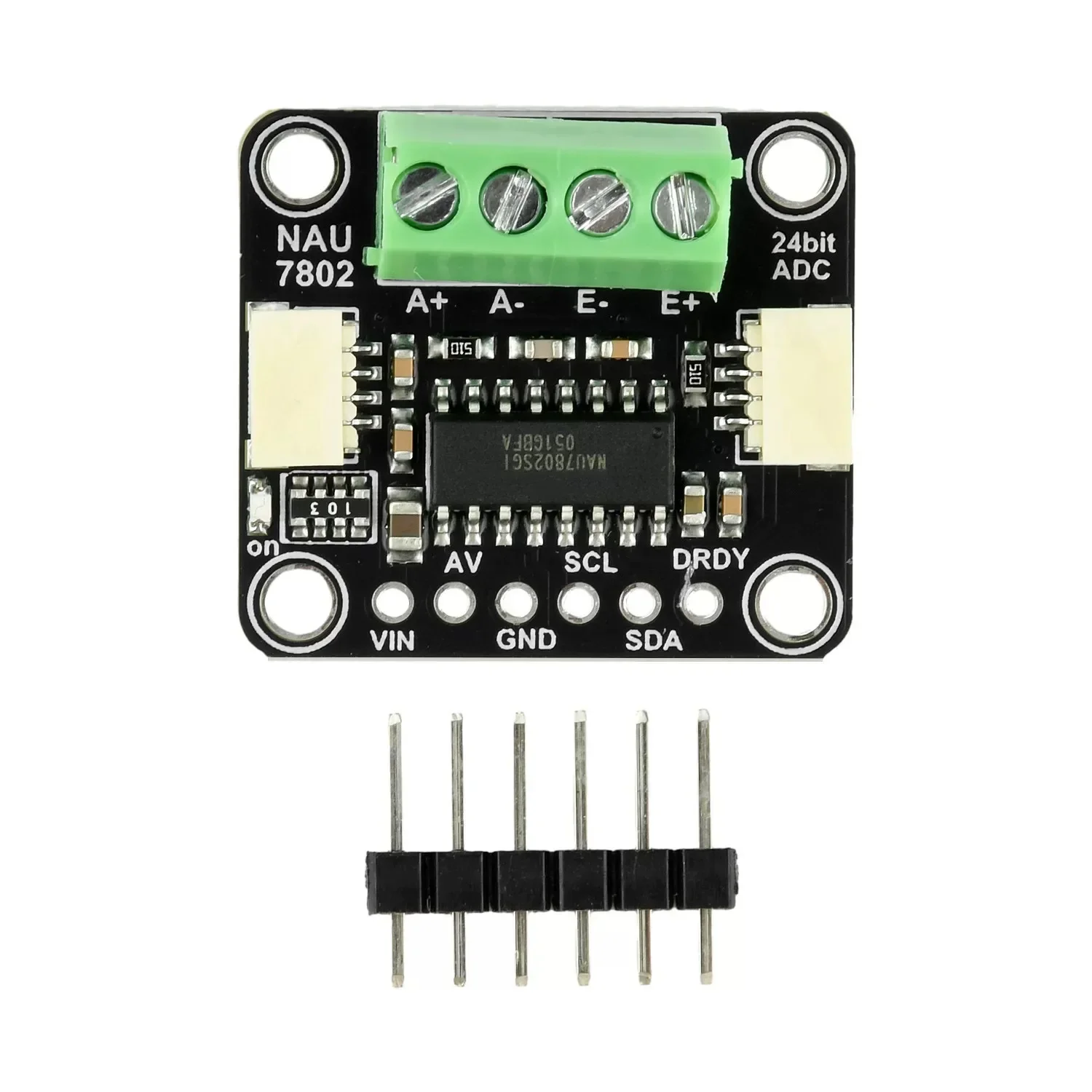 NAU7802 High Precision 24‑Bit ADC Breakout Board STEMMA QT Qwiic Interface Pressure Load Cell Data Acquisition Module