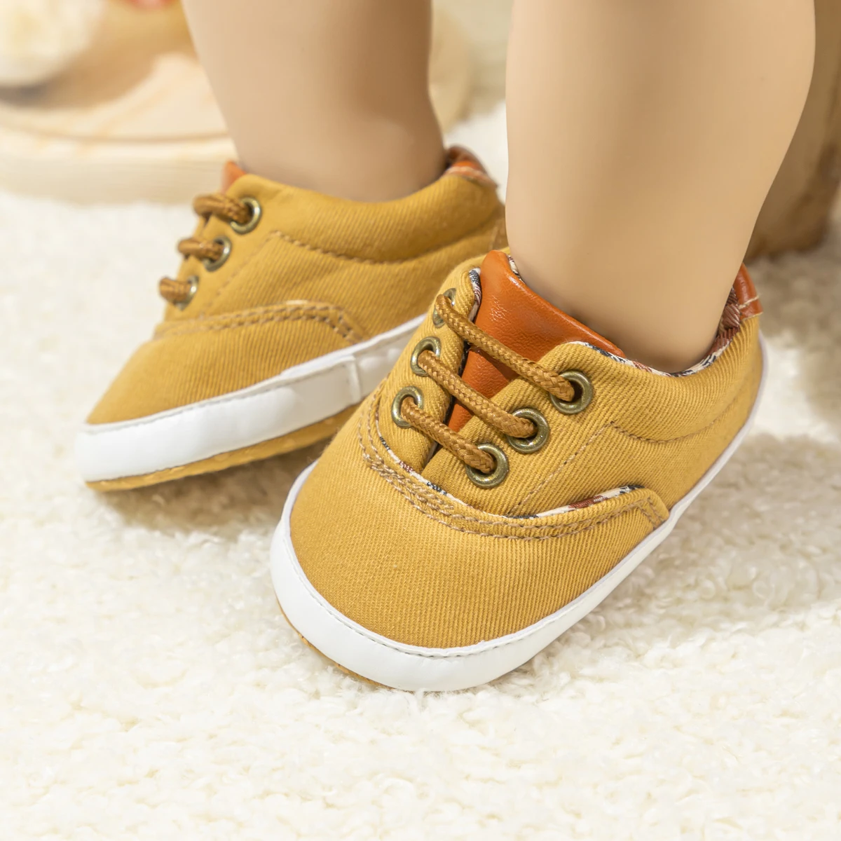 Meckior Baby Canvas Sneaker Baby Unisex Shoes Anti-slip Soft Newborn Classic Lace-up Leisure First Walkers Infant Crib Boy Shoes