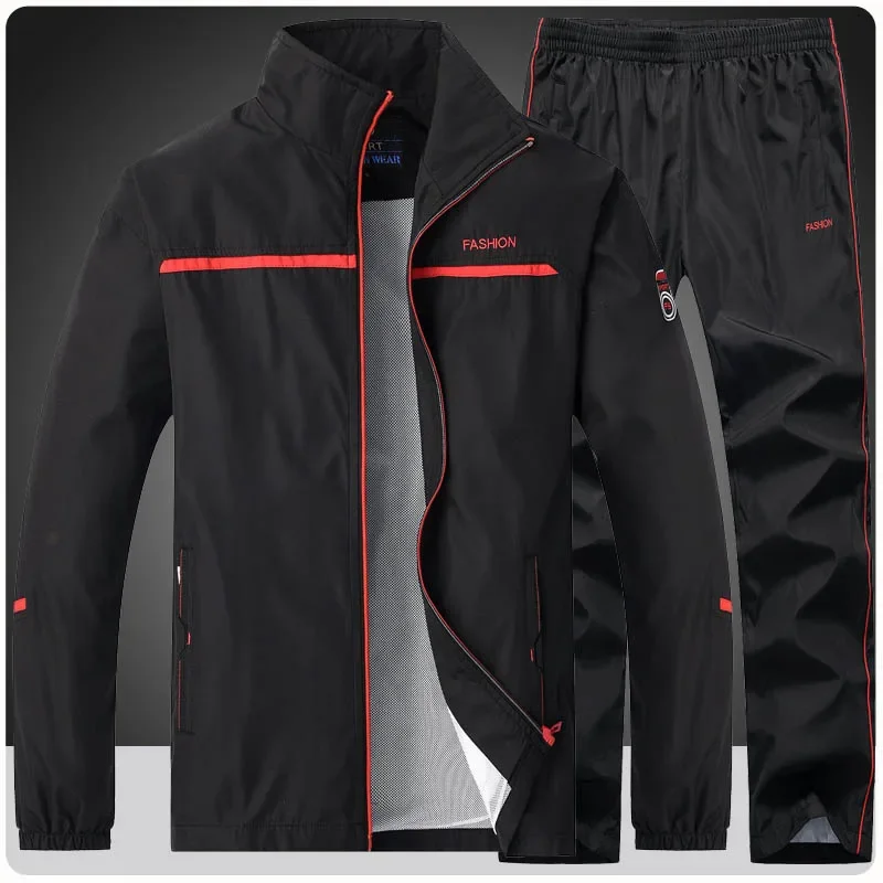 

Men's Fitted Exercise Tracksuit Set Full-Zip Jacket Casual Gym Jogging Athletic Workout Sweat Suits Outdoor Basketball Sportsuit