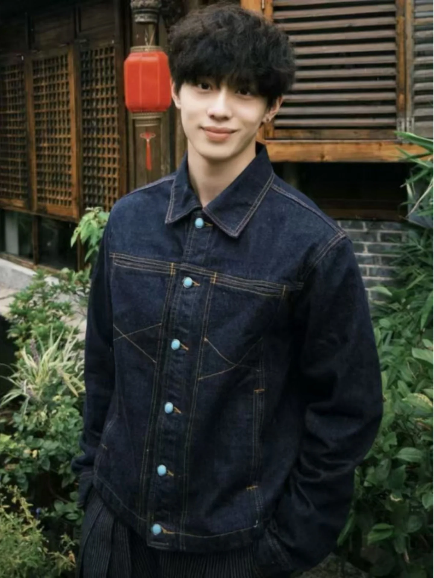 

Original Denim Turquoise Men's Jaet Spring Faion Casual Long Sve Collared Workwear Sle Youthful Wear Resistant Jeans...