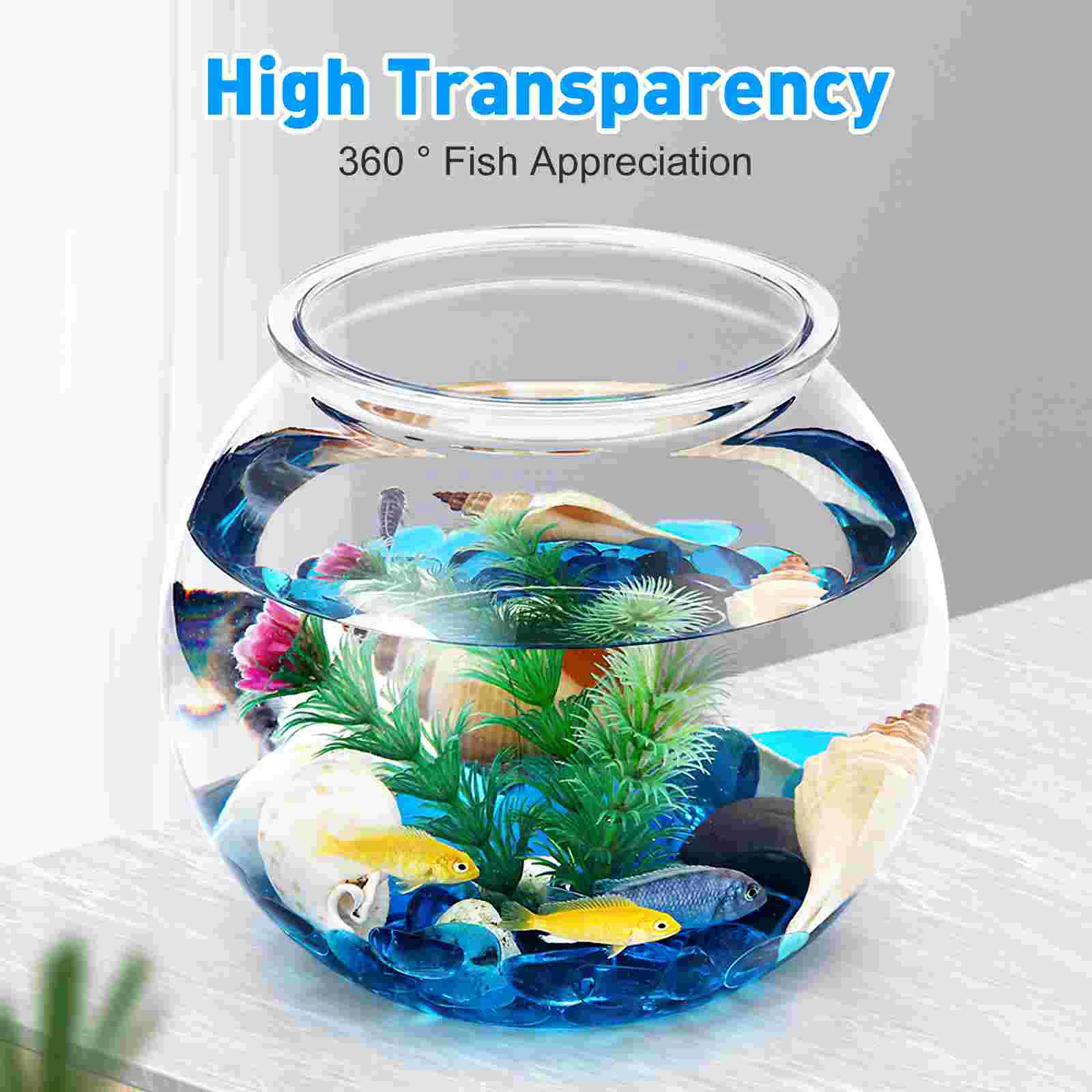 Ornamental Fish Tank Bowl Holder Plastic Clear Vase Small Lightweight Spherical Round Aquarium Anti-falling