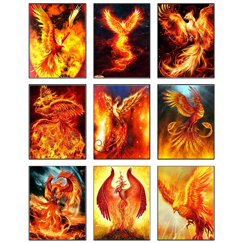 

5D Diy Diamond Painting Phoenix Full SquareRound Animals Diamont Embroidery Cross Stitch Mosaic Home Decoration Gifts