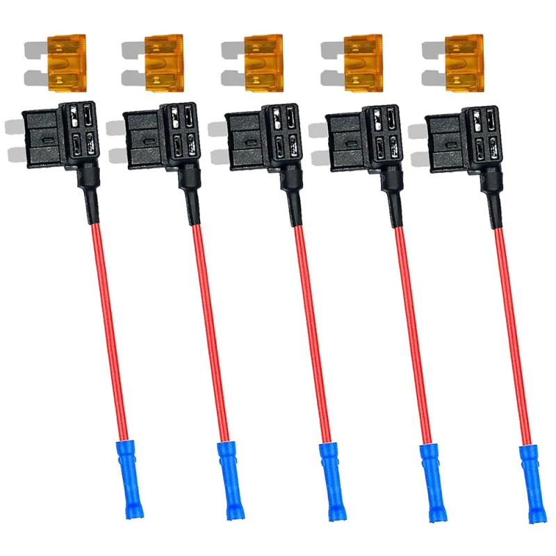 5 Pack Fuse Tap Standard 12V Add-a-circuit Fuse TAP Adapter Fuse Holder With 5 Amp Standard Blade Fuse APR ATO ATC ATS Set
