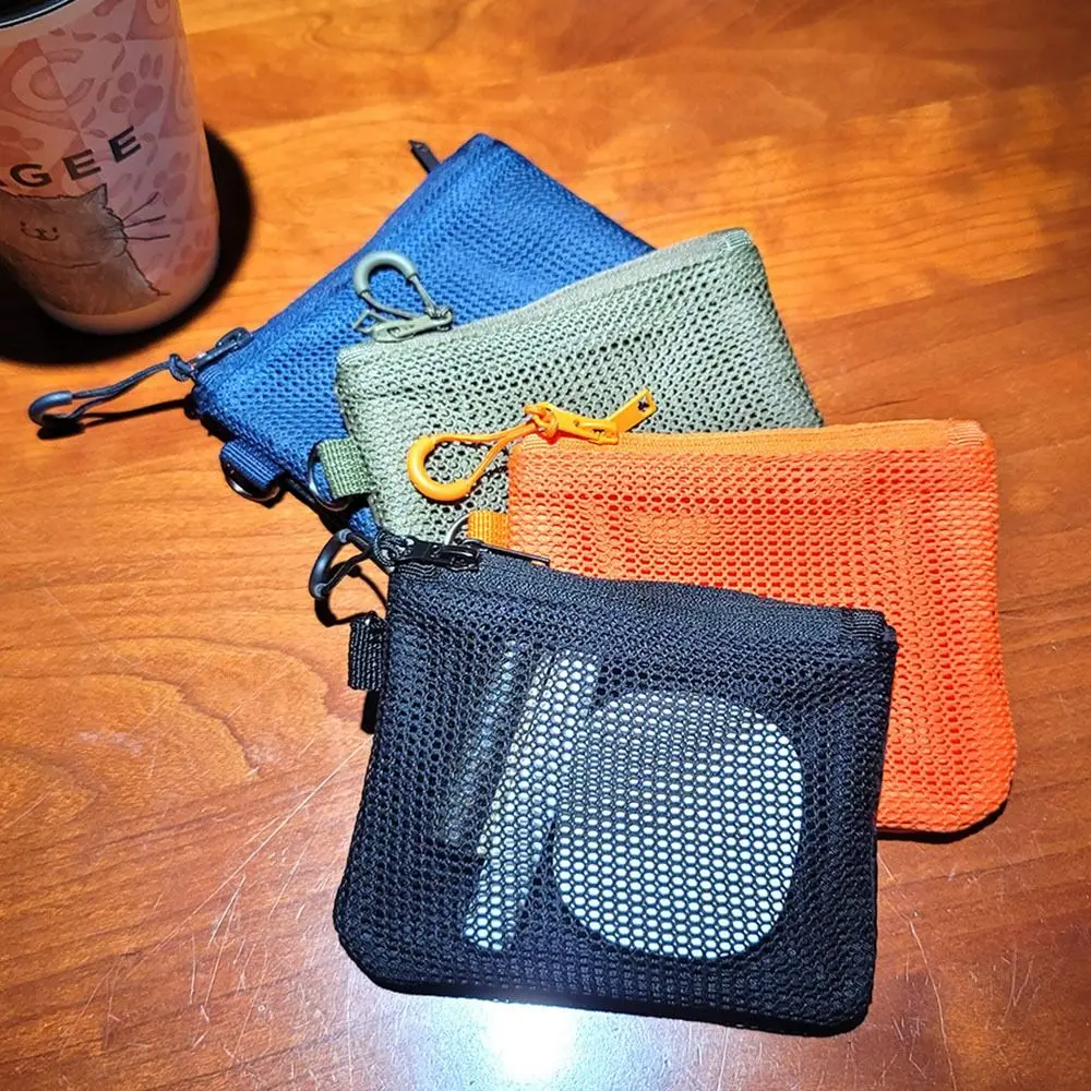 

Korean Style Mesh Storage Bag Large Capacity Candy Color Mini Coin Purse Zipper Reusable Visible Makeup Pouch Headphone Bag