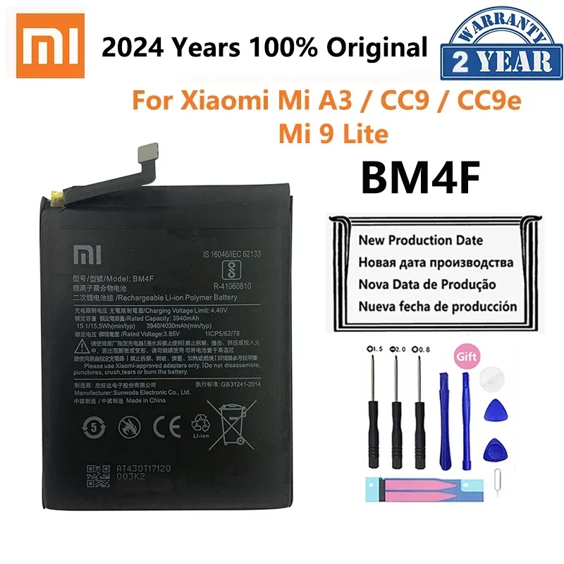 100% Original XIAO MI High Quality BM4F 4030mAh Phone Battery for Xiaomi A3 CC9 CC9e Mi9 Lite Replacement Batteries Bateria