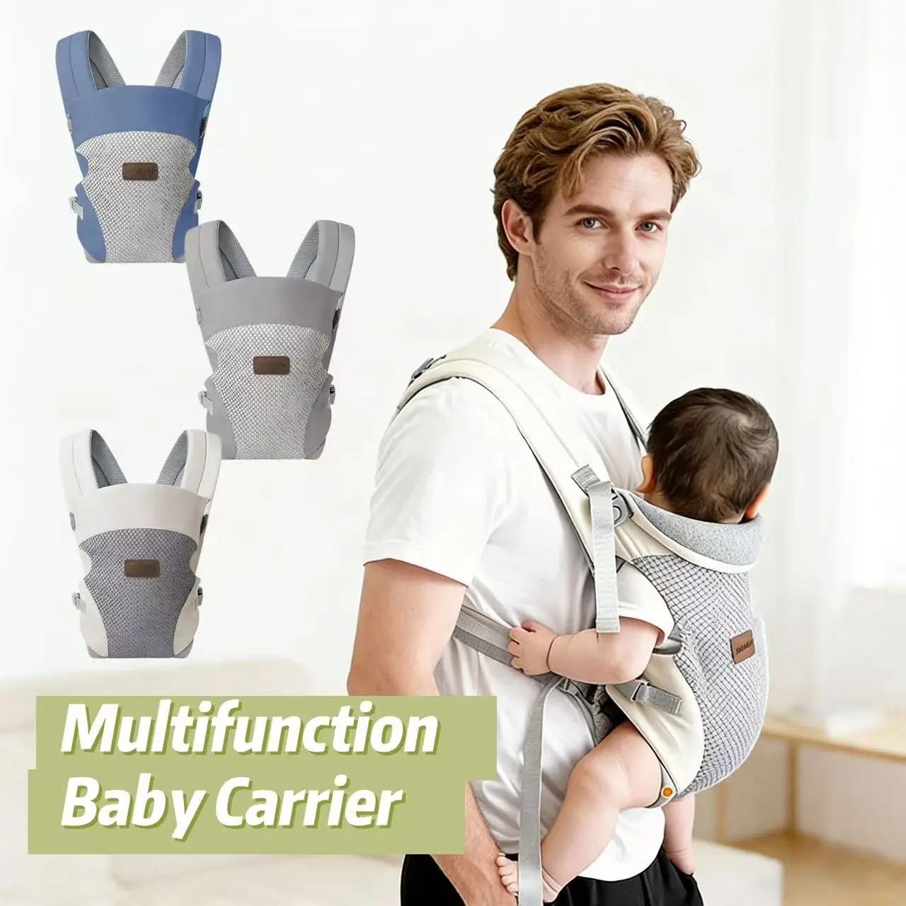 

Многофункциональная переноска для младенцев на два плеча, 1 шт., с дышащими сетчатыми вставками, из мягкой и комфортной полиэстеровой ткани, для ношения спереди и сзади, снижает нагрузку на родителей, лучший выбор для прогулок с малышом.