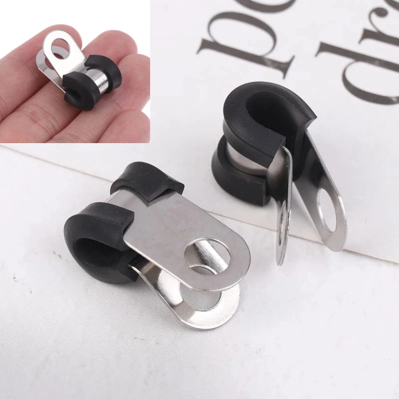 

Зажим для шланга с резиновой подкладкой, металлические зажимы R, гидравлический зажим для кемпера, 3/16 дюйма, крепежный зажим для тормозной газопроводы, хомут, 12 шт.