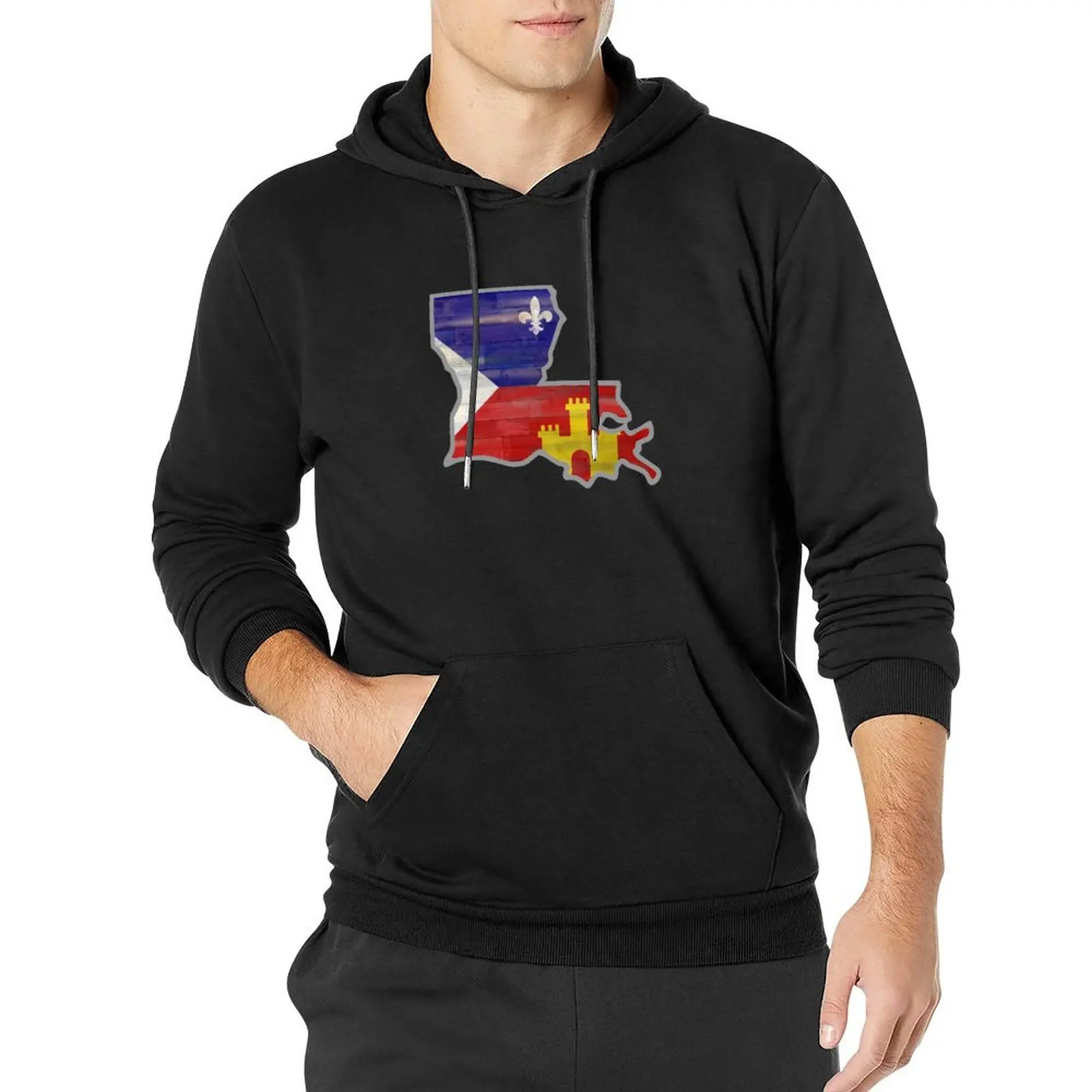 

Louisiana With Acadiana Flag Pullover Hoodie men clothing tracksuit