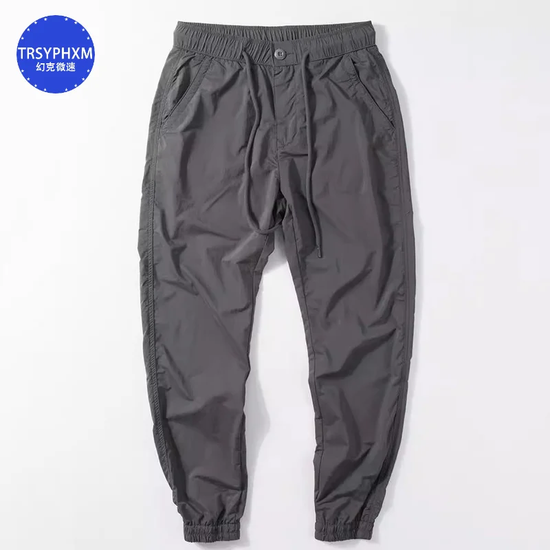 TRSYPHXM 2024.8.13 nuevos pantalones ajustados de otoño para hombres, pantalones casuales sueltos simples y atados al tobillo, pantalones deportivos verdes militares