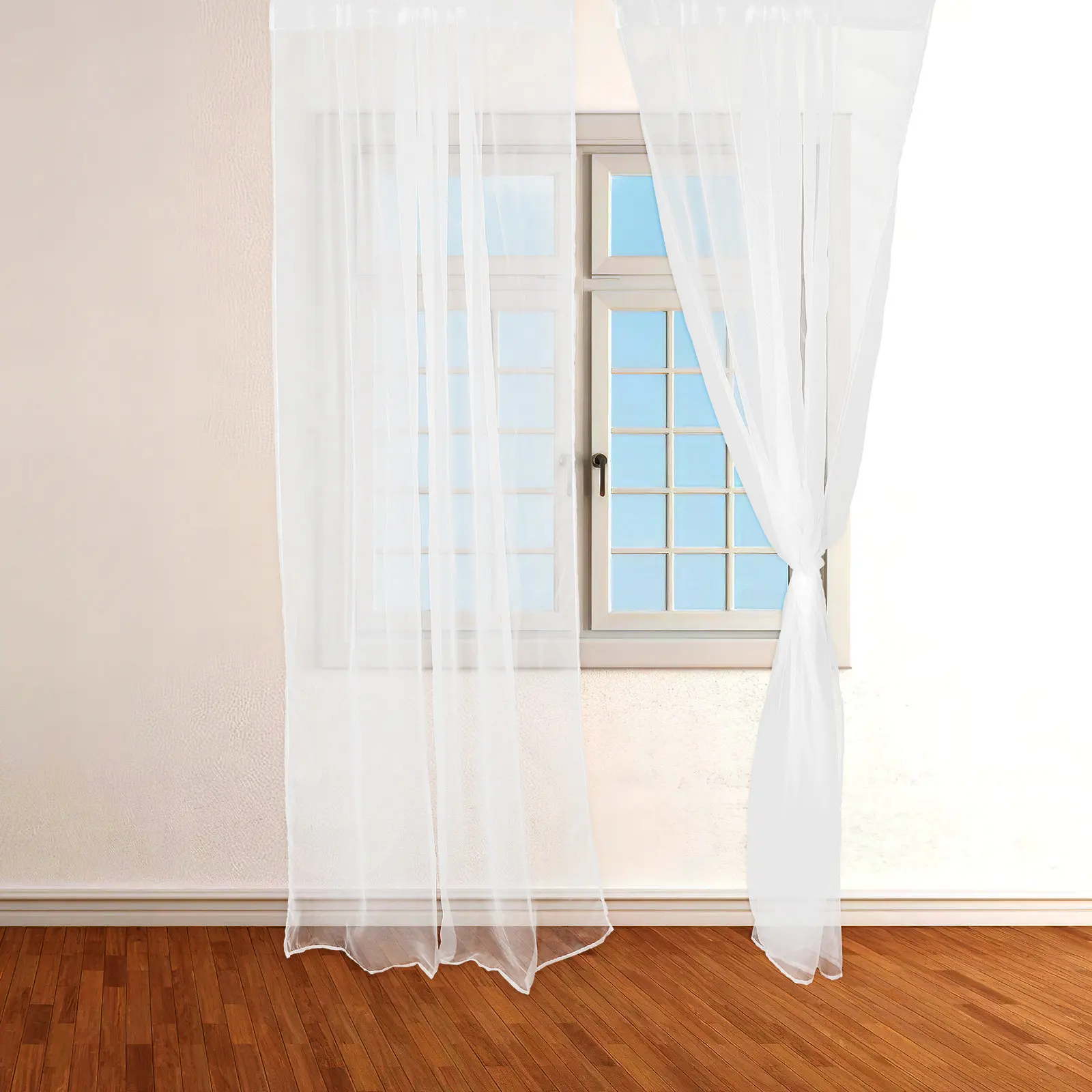 

2Pcs Translucent White Gauze Curtains Sheer Lightweight Polyester Window Drapes for Living Room Bedroom Kitchen Dining Room