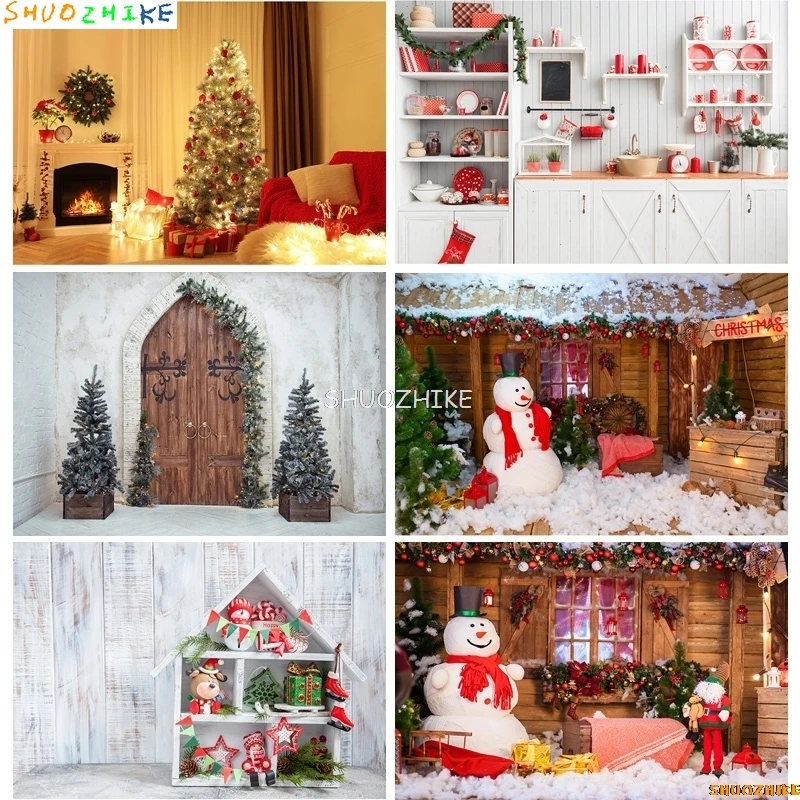 

SHUOZHIKE Thin Cloth Christmas Day Indoor Theme Photography Background Christmas Tree Backdrops For Photo Studio Props CHM-128