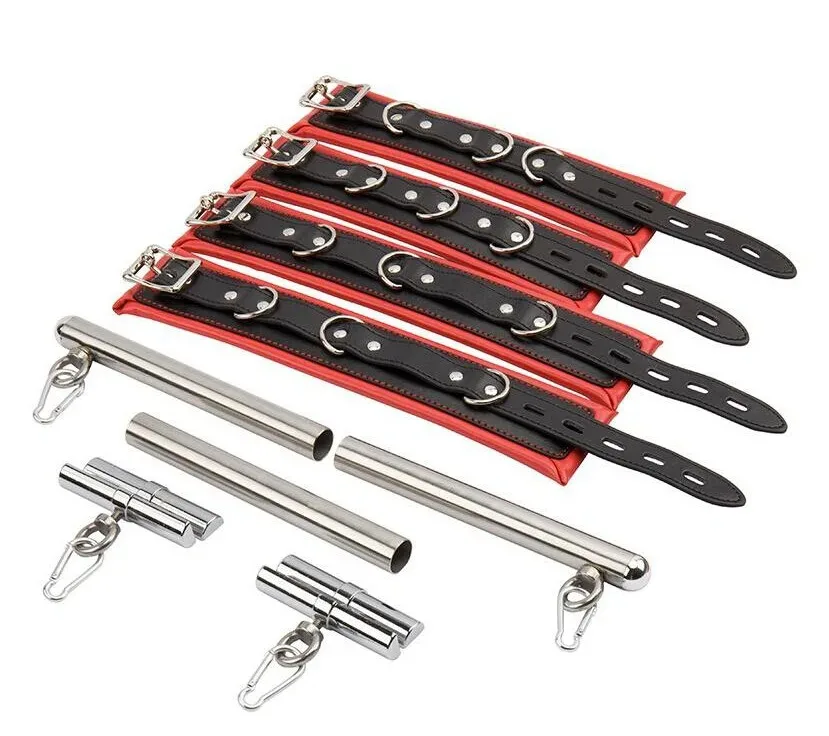 Stainless Steel Adjustable Spreader Bar BDSM Bondage Kit Collar Hand Ankle Cuffs Slave Leg Restraint Bar Couple Adult Erotic Toy view 4