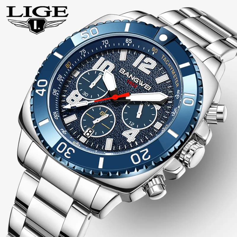 

BANGWEI 2025 Роскошные часы Мужские модные спортивные кварцевые наручные часы 30 м Водонепроницаемые светящиеся хронографы Мужские часы Reloj Hombre