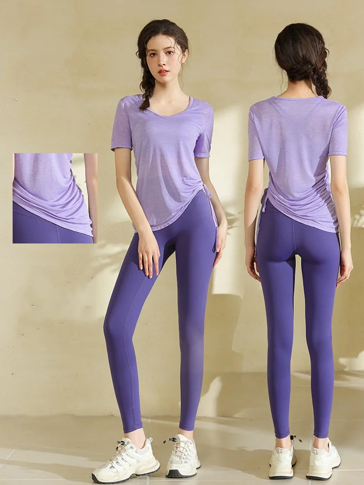 

Модная летняя женская тонкая быстросохнущая дышащая футболка с короткими рукавами для занятий спортом на открытом воздухе, тренажерный зал, фитнес, тренировки, топы на шнурке