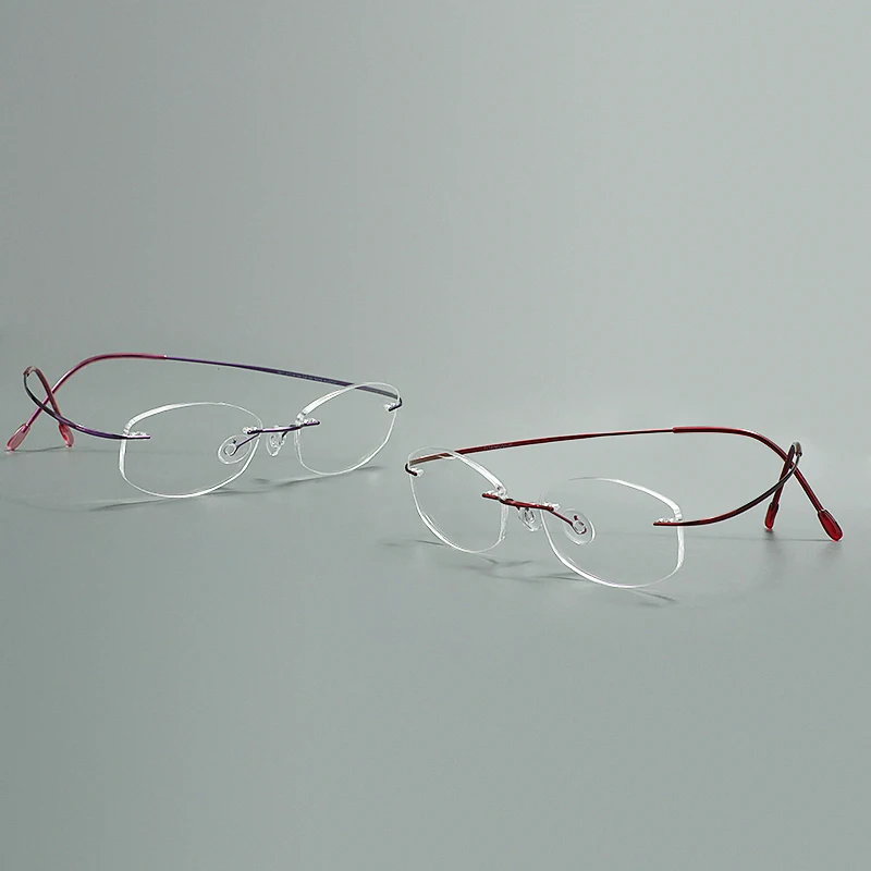 Titanium Lightweight Oval Spectacle Men Women Colorful Flexible Rimless Glasses Frame For prescription Lens With Medical Recipe