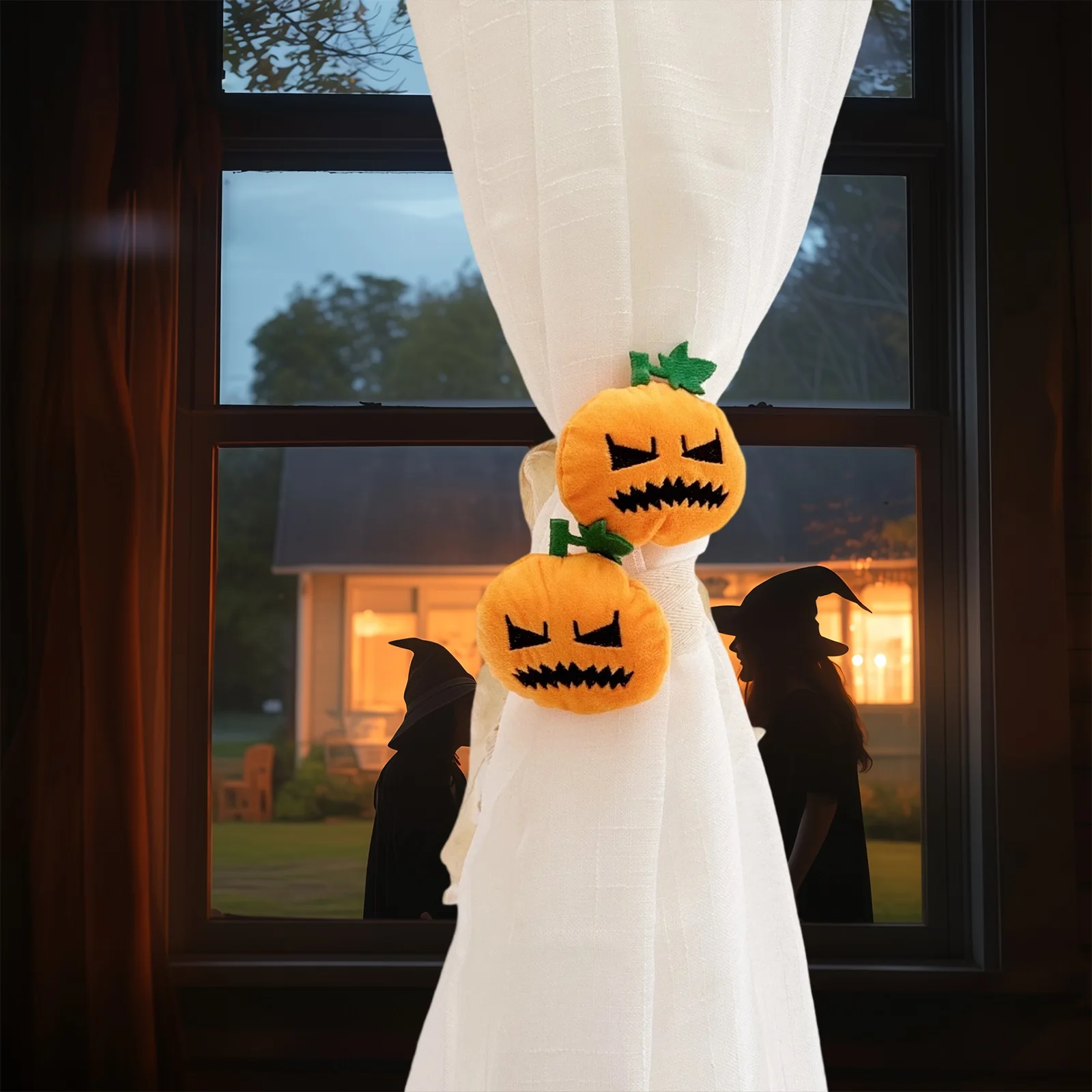 Halloween Pumpkin Curtain Tiebacks Cute Plush Pumpkin Curtain Holdbacks for Home Decoration