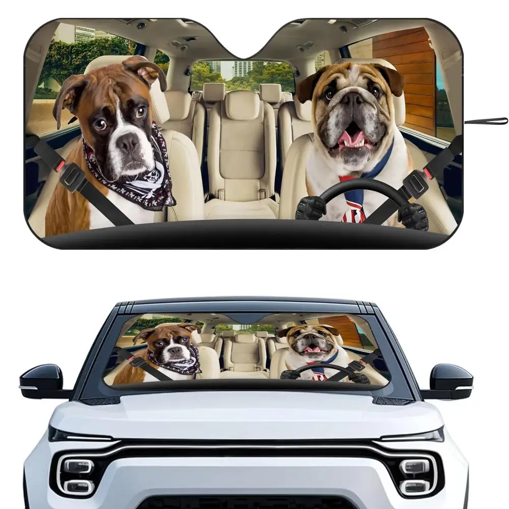 

Солнцезащитный козырек для автомобиля с изображением английского мастифа, многоразовый, из алюминиевой фольги, с УФ-защитой, пятислойная теплоизоляция, ветрозащитный экран