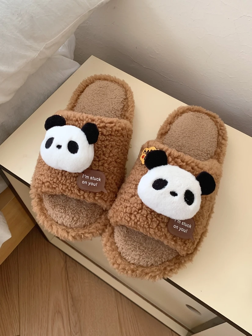 Panda Slipper For Women Autumn And Winter 2023 New Soft And Cute Panda Cotton Slippers Indoor Slim Hair Slippers Female