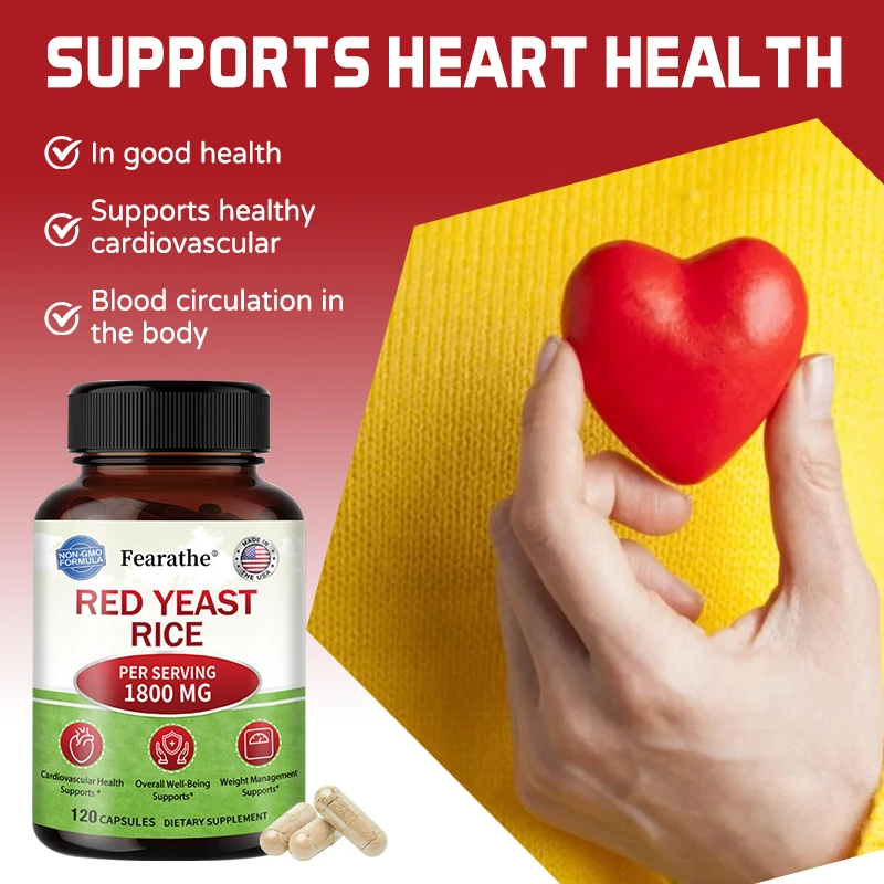 Red Yeast Rice Supplement - Rich in Antioxidants Benefits Cardiovascular Blood Circulation, Heart Health and Energy Production