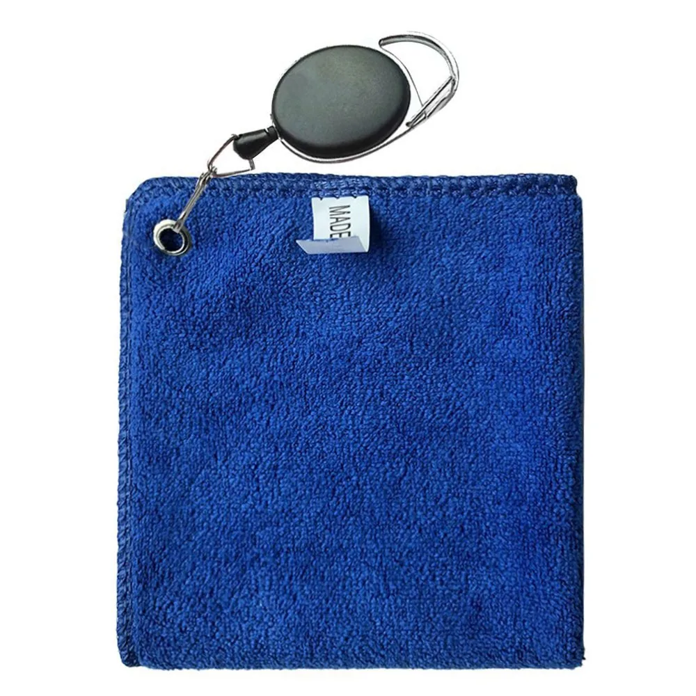 Portable Microfiber Golf Towel Absorbent with Retractable Hook Golf Wipe Cloth Quick Drying Golf Cleaner Golf Supplies