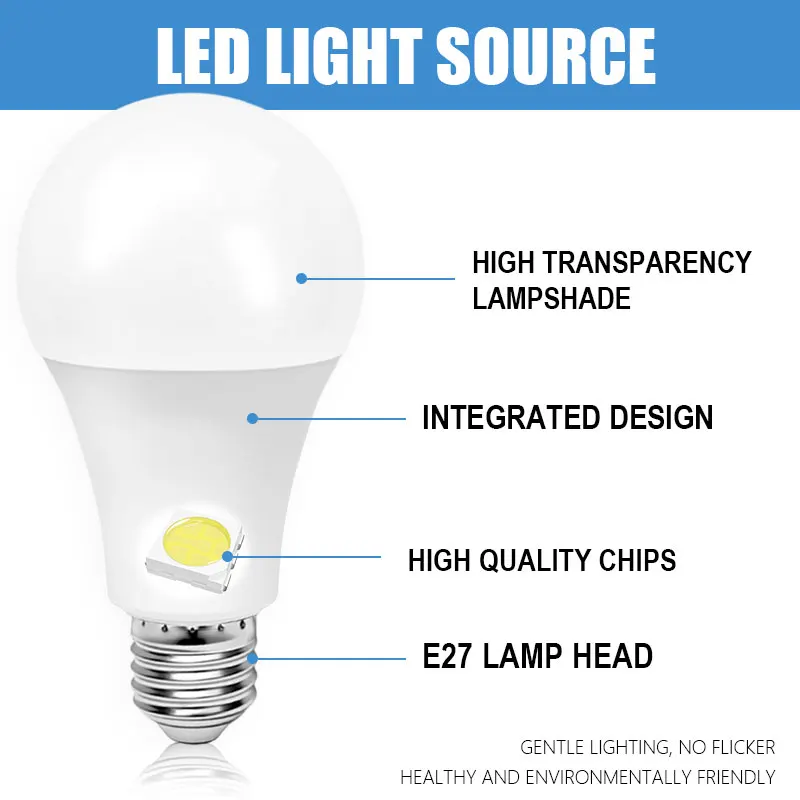 6-Pack E26/E27 หลอดไฟ LED 220V-240V SMD2835 High Lumen 2700K-6500K Multi-วัตต์ 3-20W ประหยัดพลังงาน Home Lighting (ผู้ขายที่ดีที่สุด)