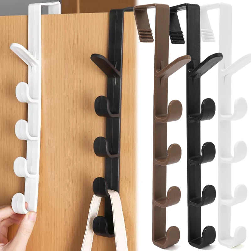 

Multifunction Door Hook Fivesegment Cupboard Door Hanging Rack Bag Towels Caps Storage Holder for Bedroom Storage Organization