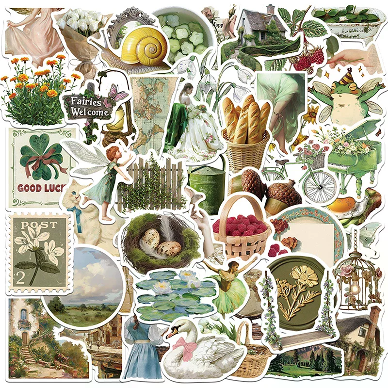 

8.50-Count Vintage Rural Life PVC Sticky Stickers for DIY Decorations Children's Stationery & Scrapbooking