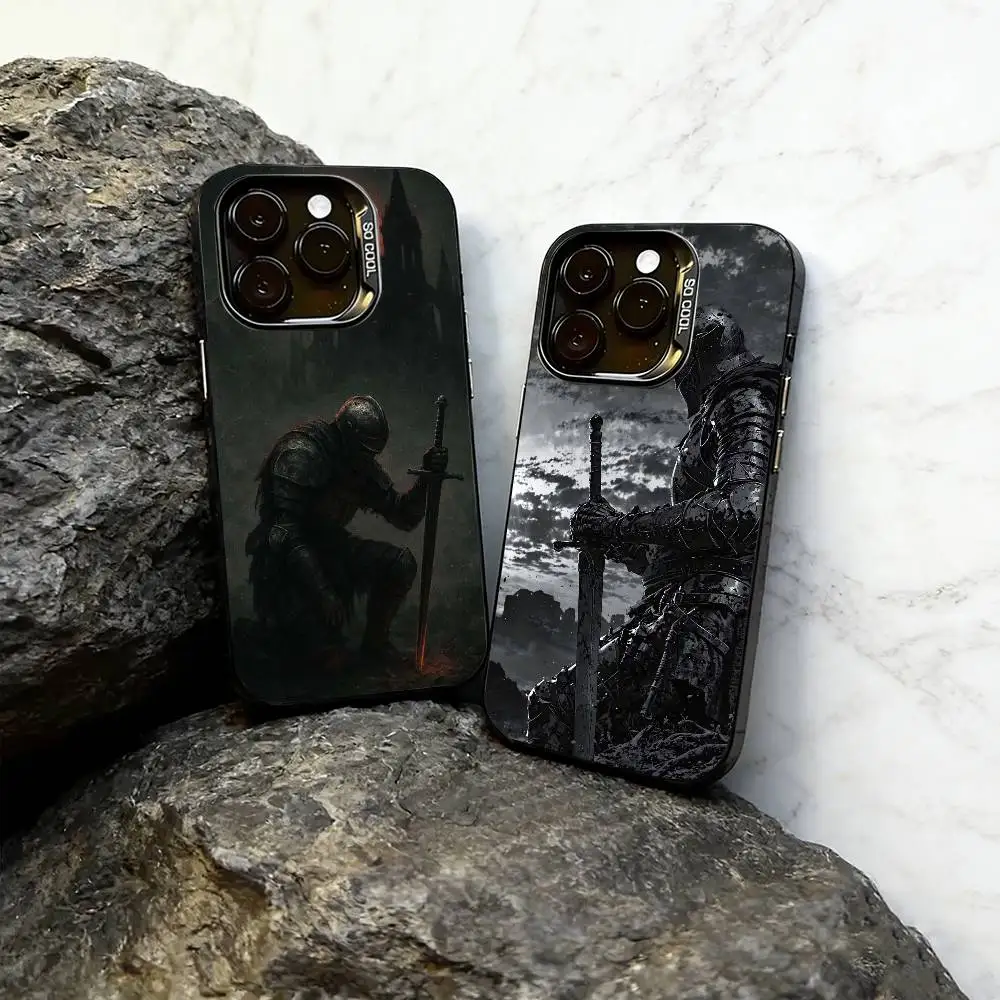 

Game D-Dark Souls Phone Case For iPhone 17,16,15,14,13,12,11 Plus,Pro Max,XS,Colored Silver Plated Inside Cover
