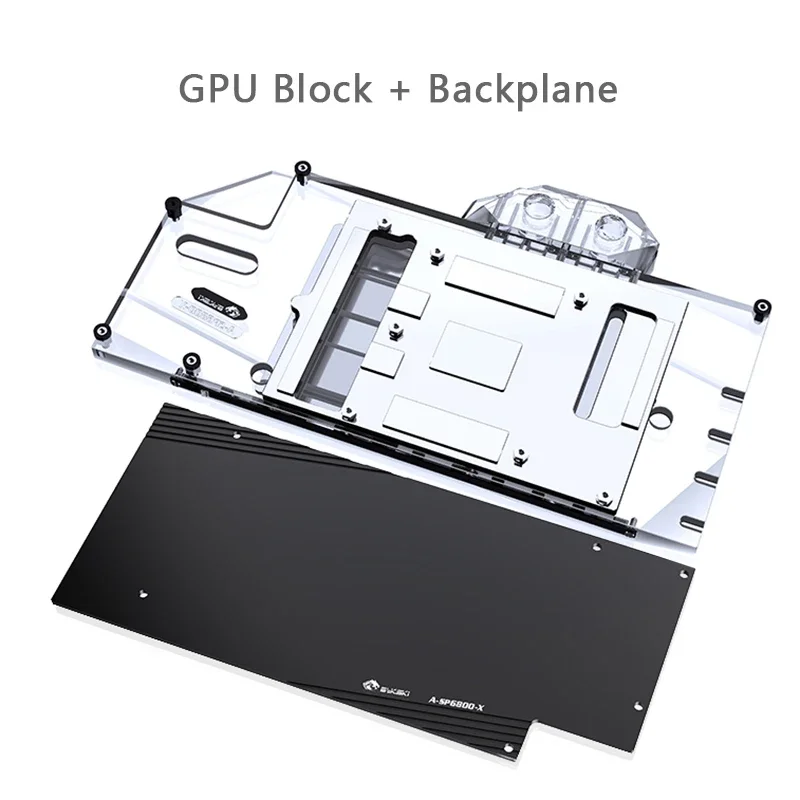 Bykski A-SP6800-X waterblok, geschikt voor Sapphire Radeon RX 6800 Nitro+ grafische kaart / volledig afsluitend koperen koelblok / A-RGB / RGB.