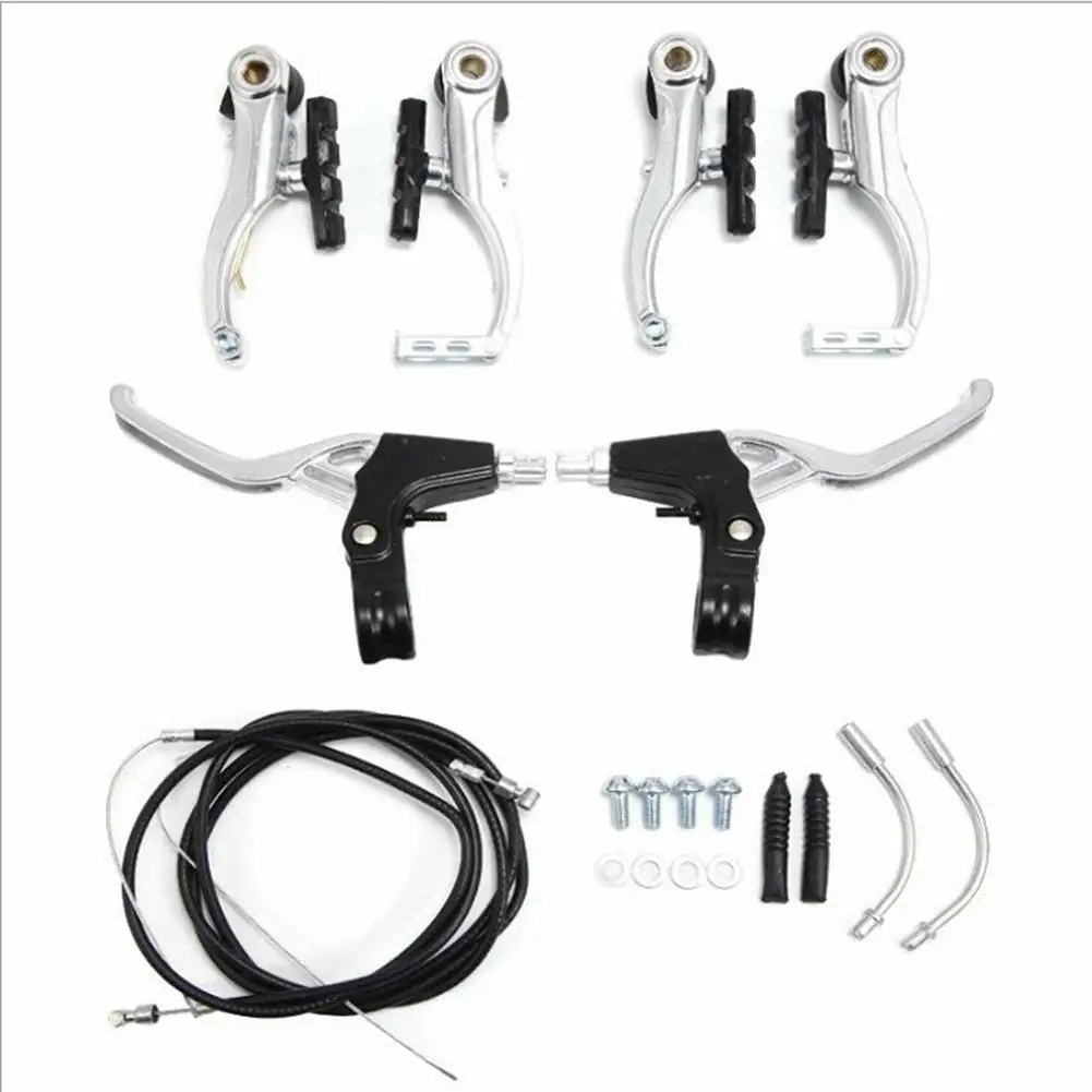 Cycling Bike V-Type Brake Set With Calipers Levers Cables Bicycle Accessories Mountain Bike Road Bike Braking System Replacement