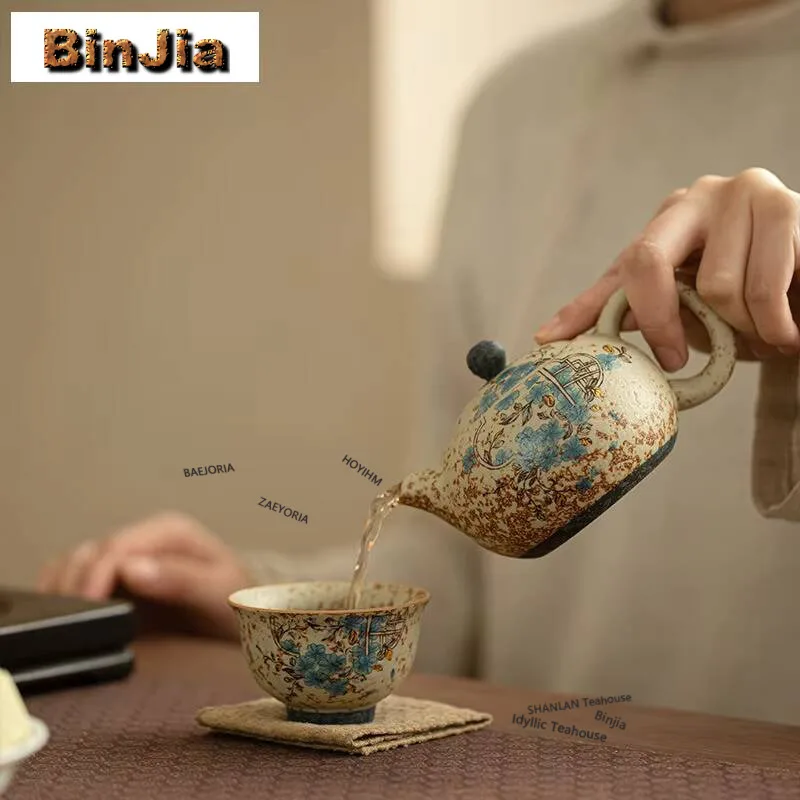 160ml Tracing Gold Coarse Pottery Fire-stone Red Xishi Teapot Elegant Tea Infuser Pot Tea Maker Kettle With Filter For Tea Craft