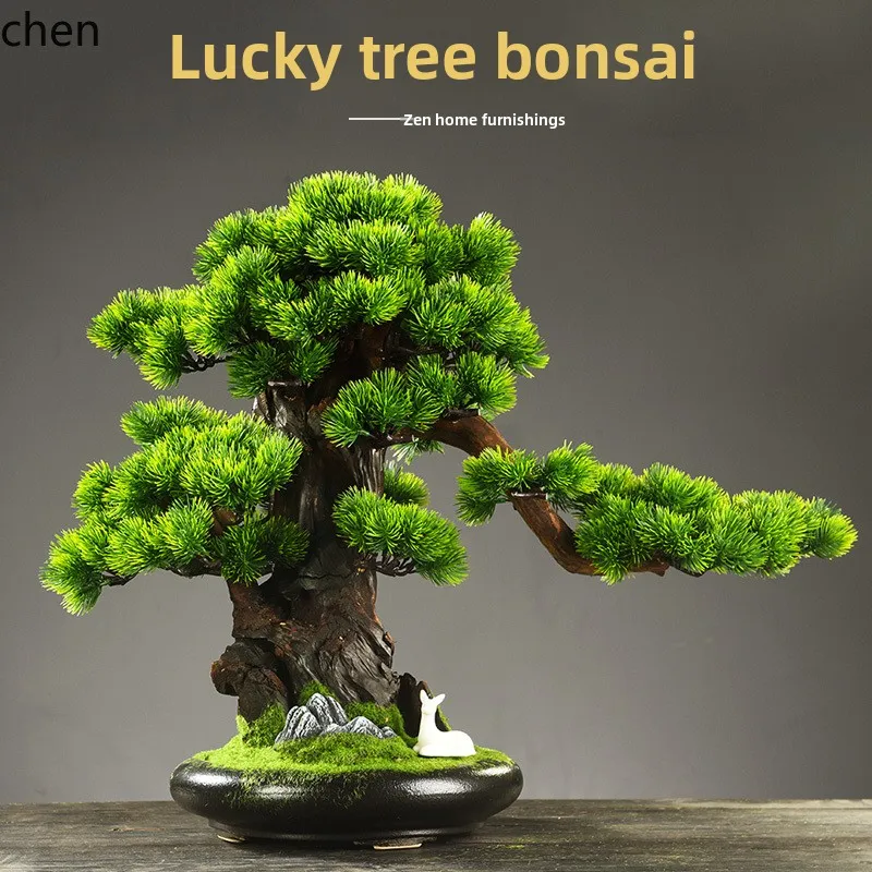 

HTT simulation welcome pine bonsai plants living room porch office green plants potted ornaments home decoration
