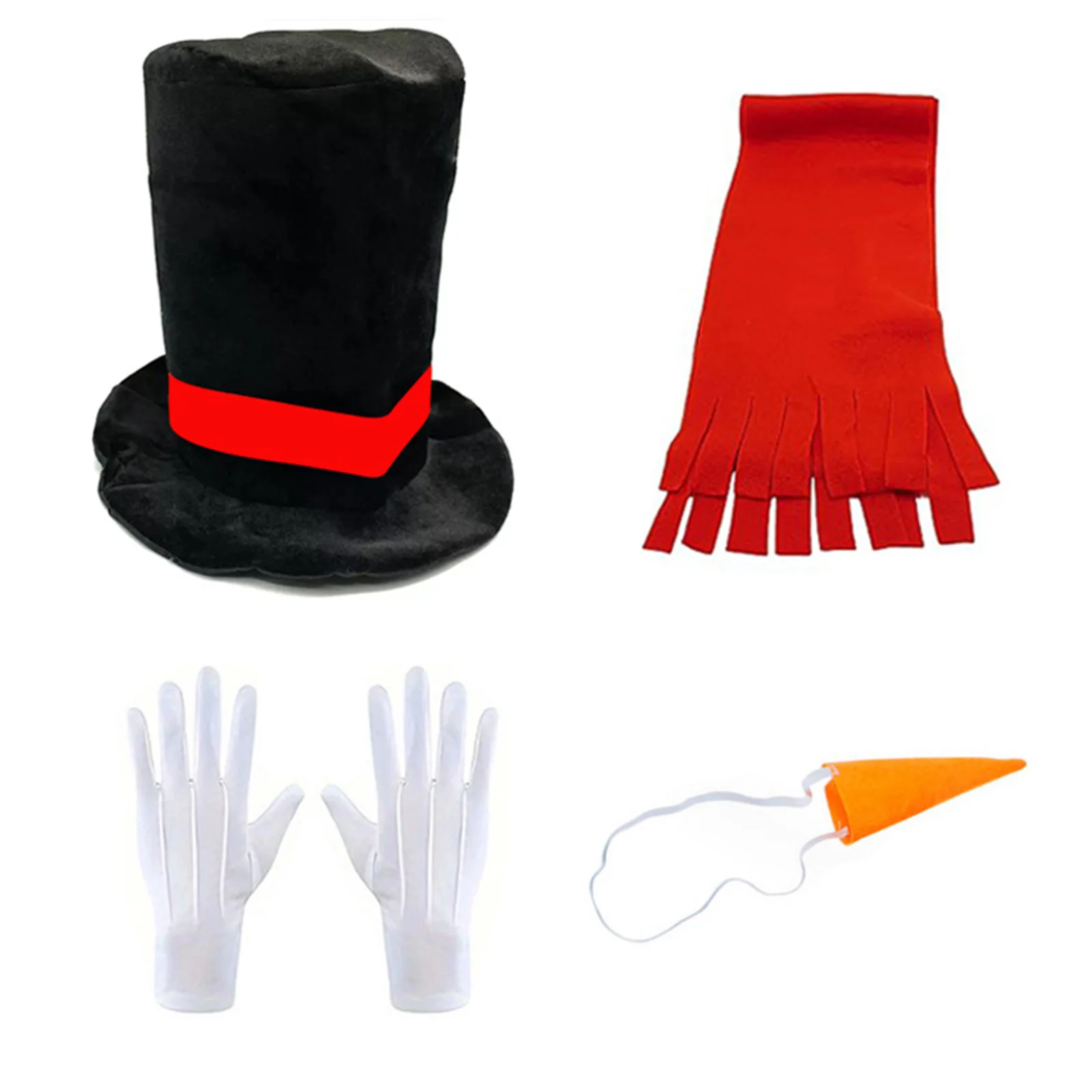 Zestawy akcesoriów do kostiumu bałwana, kostium świąteczny, cosplay bałwana, kapelusz, marchewkowy nos, szalik, rękawiczki, pompony, itp.
