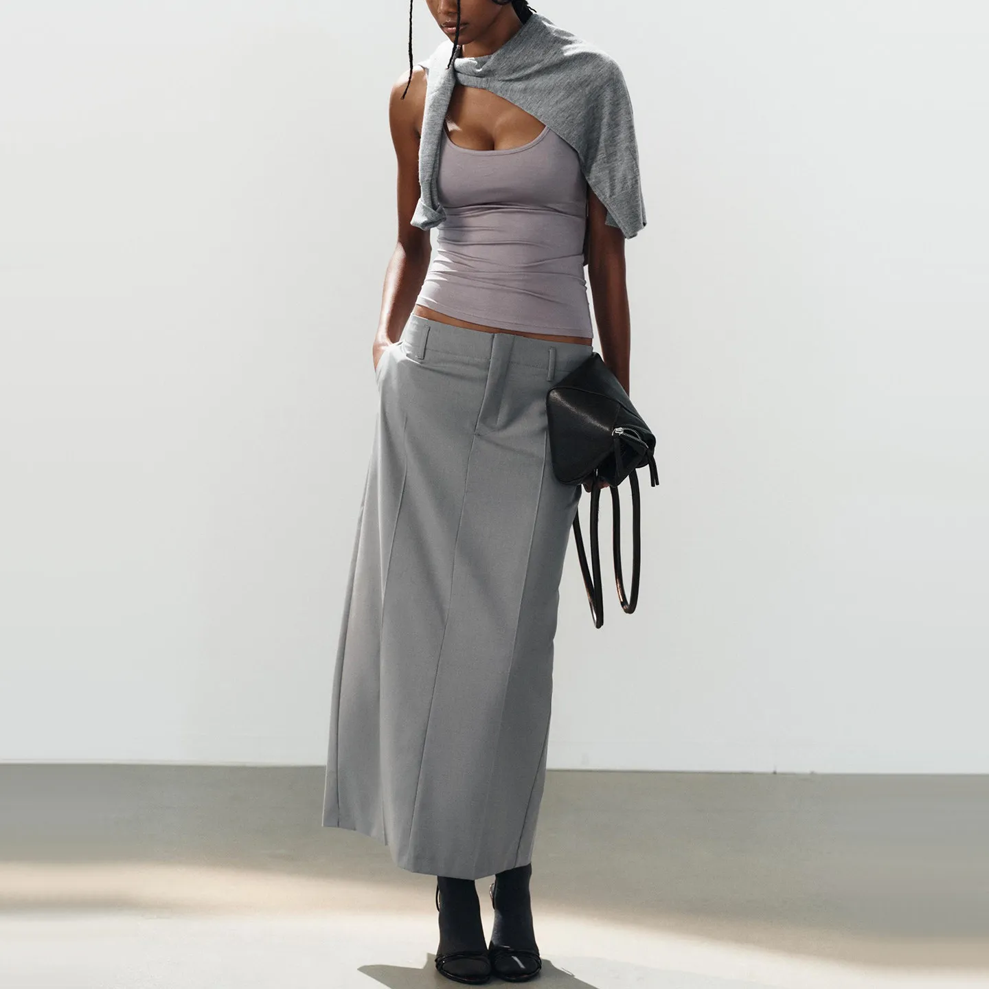 Midi Skirt Long Skirt Half Body Skirt mid Waist Back Split Design Women's Fashion Autumn 2026 ZADATA Brand Straight Cut Loose...