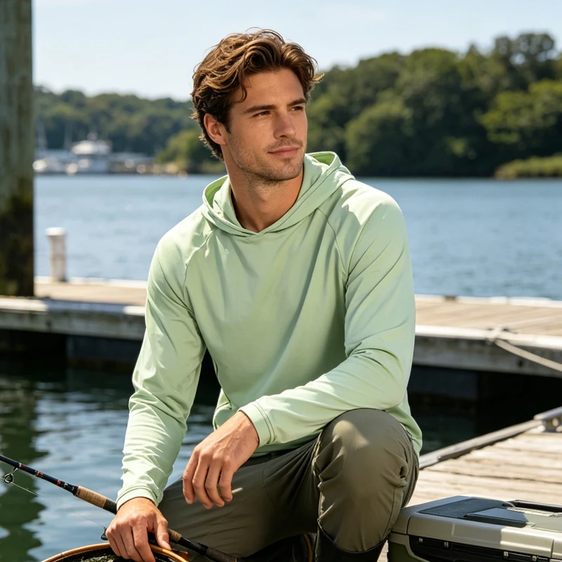 

Мужская рыболовная толстовка с капюшоном, летняя дышащая одежда для рыбалки с длинным рукавом, защита от солнца, размеры XS-3XL