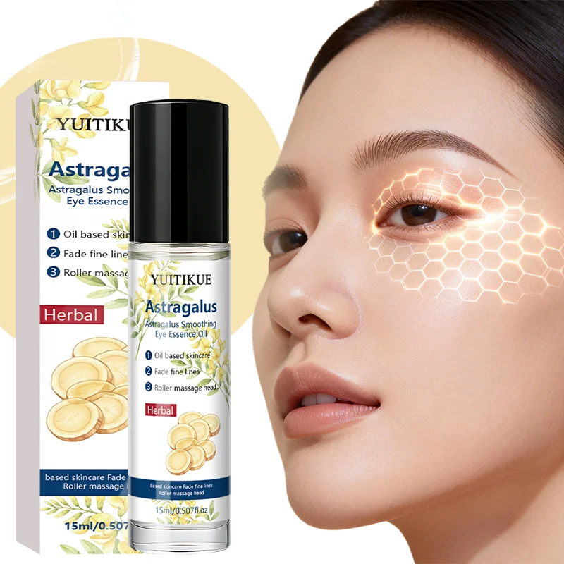 15ml Astragalus Eye Essence Roller Oil Massage Head Hydrate Smooth Fine Lines Herbal Nourishing Under Eye Skin Care Oil