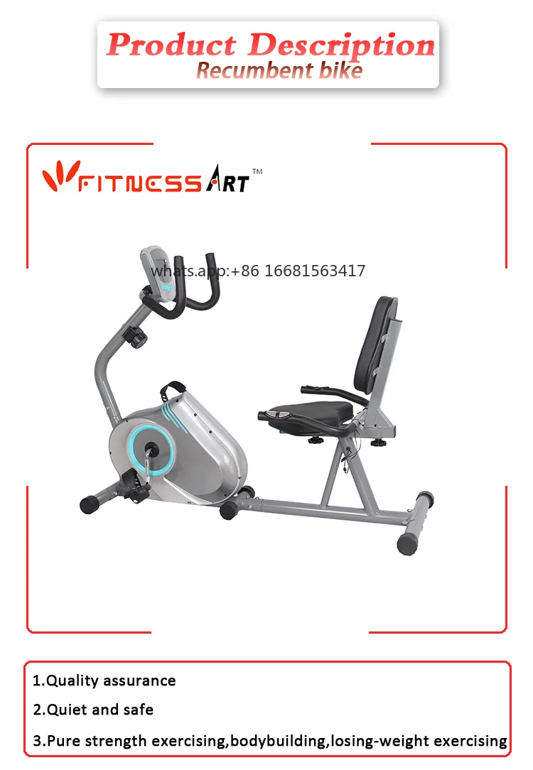 Customized Cardio Health Care Machine Fitness Recumbent Magnetic Bike With 3kgs Wheel
