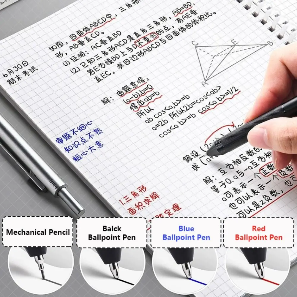Fashion Metal Gravity Sensor Pen 4 in 1 Press Type 3Colors Ballpoint Pen Mechanical Pencil School Office image 4