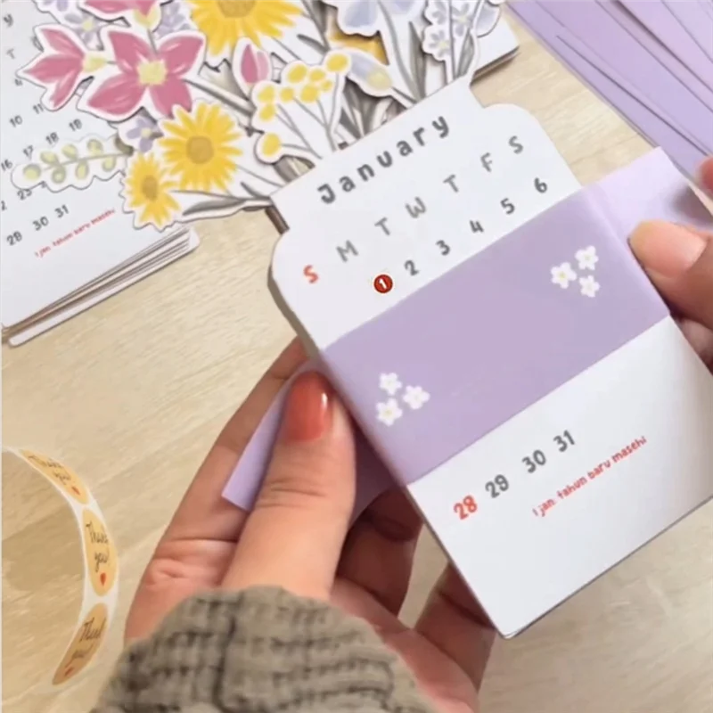 

4 X 8Inch 2024 Desk Calendar With Base, Flower Small Desk Calendar, 2024 Desk Calendar Planner, Desk Planner