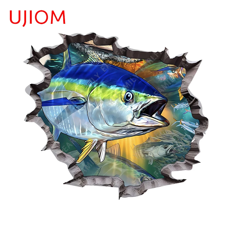 UJIOM Colorful Striped Marlin Tear Wall Stickers Interesting Room Scratch-Proof Decal Suitable For Smooth And Clean Surfaces
