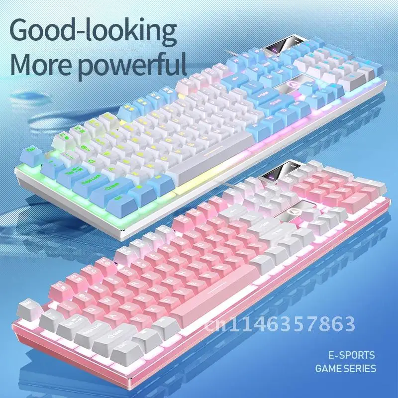 Wired Keyboard 104 Keys Gaming Keyboard Color Matching Backlit Mechanical Feel Computer E-sports Peripherals for Desktop Laptop