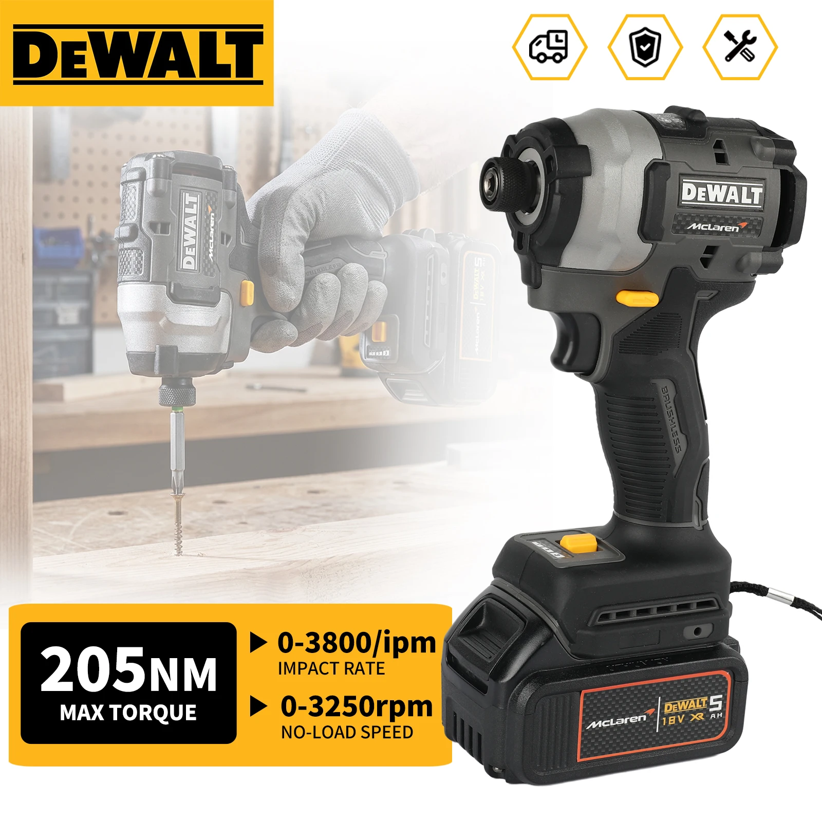 

DEWALT DCF85M 18VBrushlessImpact Driver:205N.m Torque,3-Speed for Woodworking,Furniture Assembly&Heavy-Duty Screw Fastening Jobs