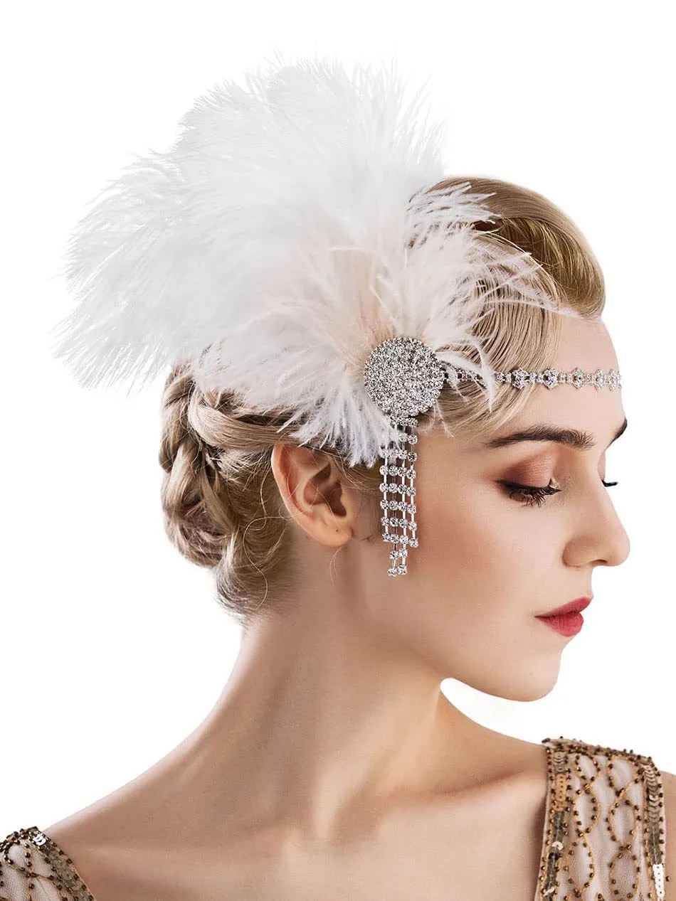

Feather Fascinators for Women Vintage Tea Party Headband Elegant Carnival Flapper Headpiece