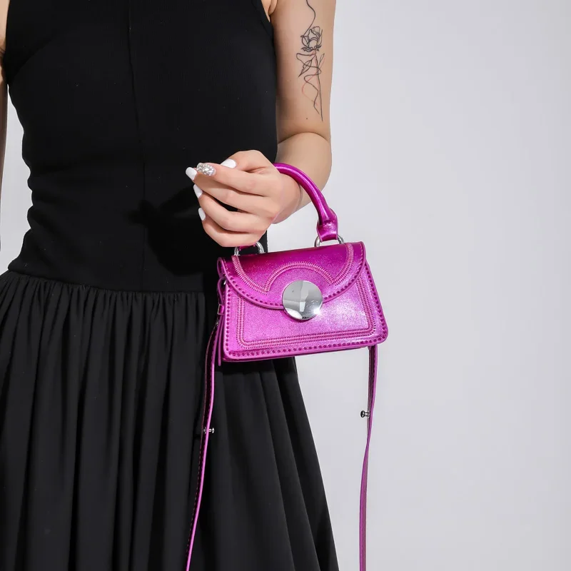 Mini sac à bandoulière en cuir doré et argenté pour femme, sac à main de luxe, pochette de messager initiée, sac à main pour femme, sac à main pour téléphone, mode