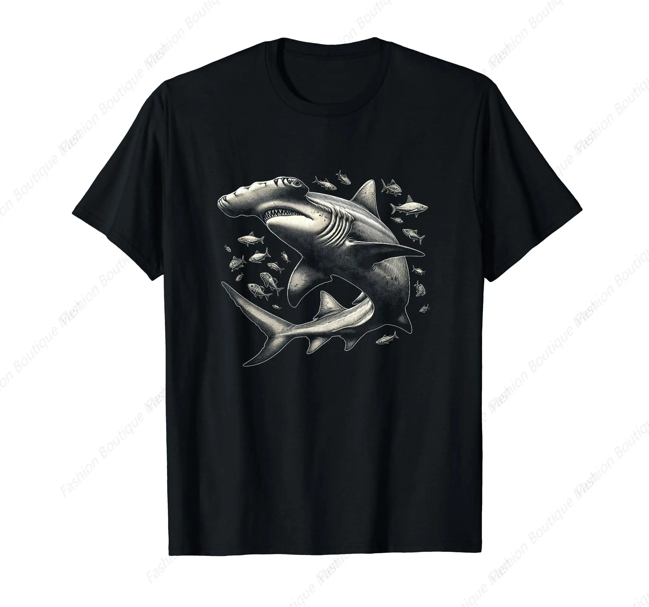 Funny Hammerhead Shark Graphic Art Design T-Shirt Cotton Shirt Street-wear Tee Shirt