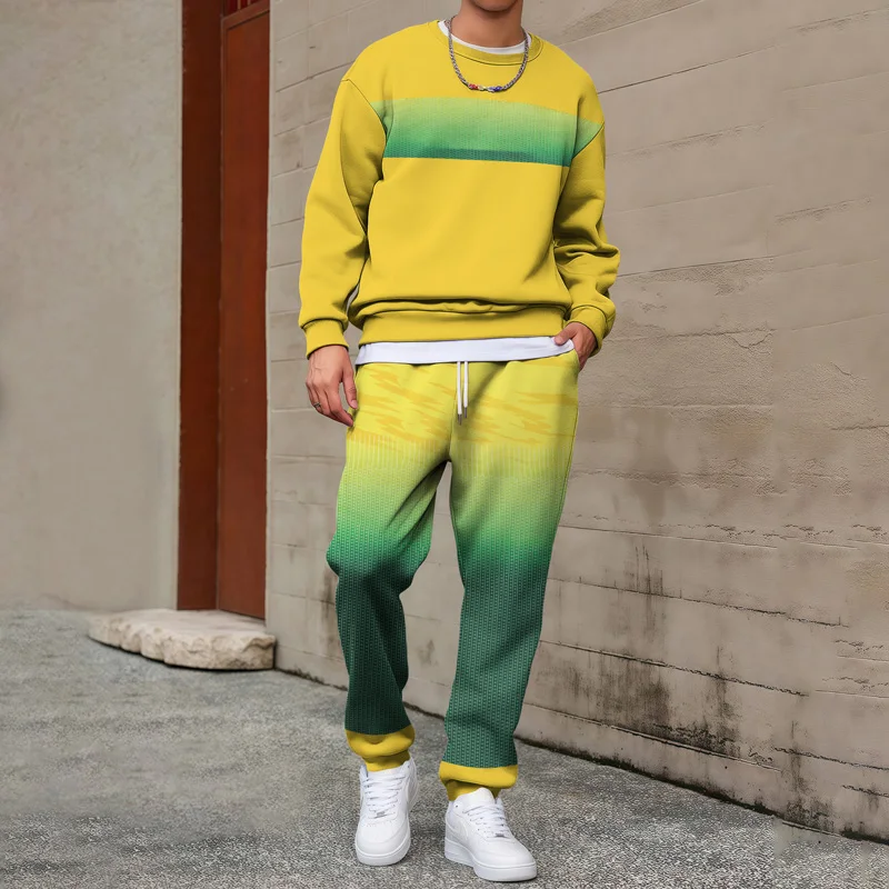 

2025 Spring and Autumn New Round Neck 3D Geometric Sports Set Fashionable, Lightweight, Versatile Leisure Set