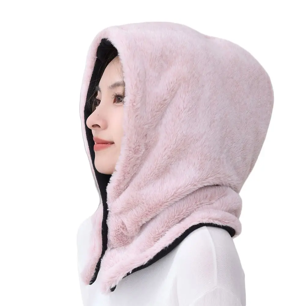 Moda de pelúcia inverno integrado boné cachecol quente à prova de vento balaclava chapéu proteção de ouvido macio pescoço mais quente ao ar livre